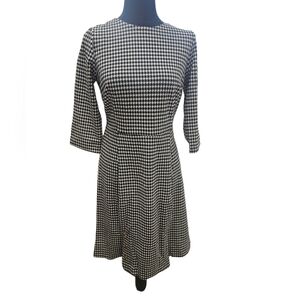 NWT Arisco Houndstooth Fit & Flare Dress with Front Slits Medium